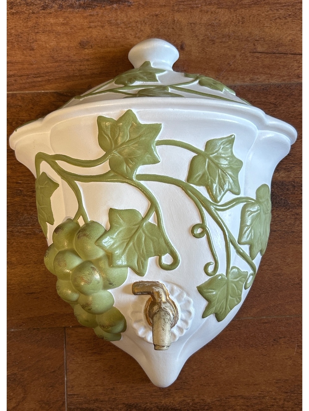 Vintage Ceramic Wall Mounted Water Dispenser with Grape Vine Design